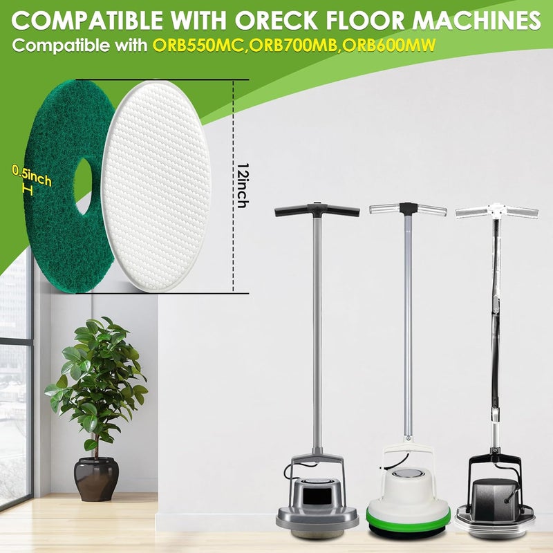 Potchen 2 Pack 12" Floor Machine Pads Compatible with Oreck Commercial 550MC 437.056 Orbiter Scrubber Machine, Microfiber Carpet Bonnet, Floor Buffer Pad for Deep Cleaning (Stripper & Bonnet) - Image 2